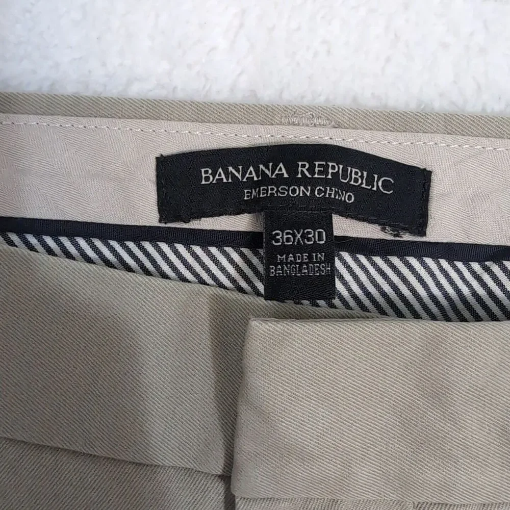 Banana Republic Mens Pants Beige 36x30*‎ Emerson Chino Cotton Blend